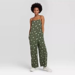 Wild fable green floral jumpsuit